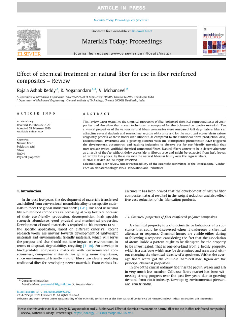 Effect of Chemical Treatment On Natural Fiber For Use in Fiber ...