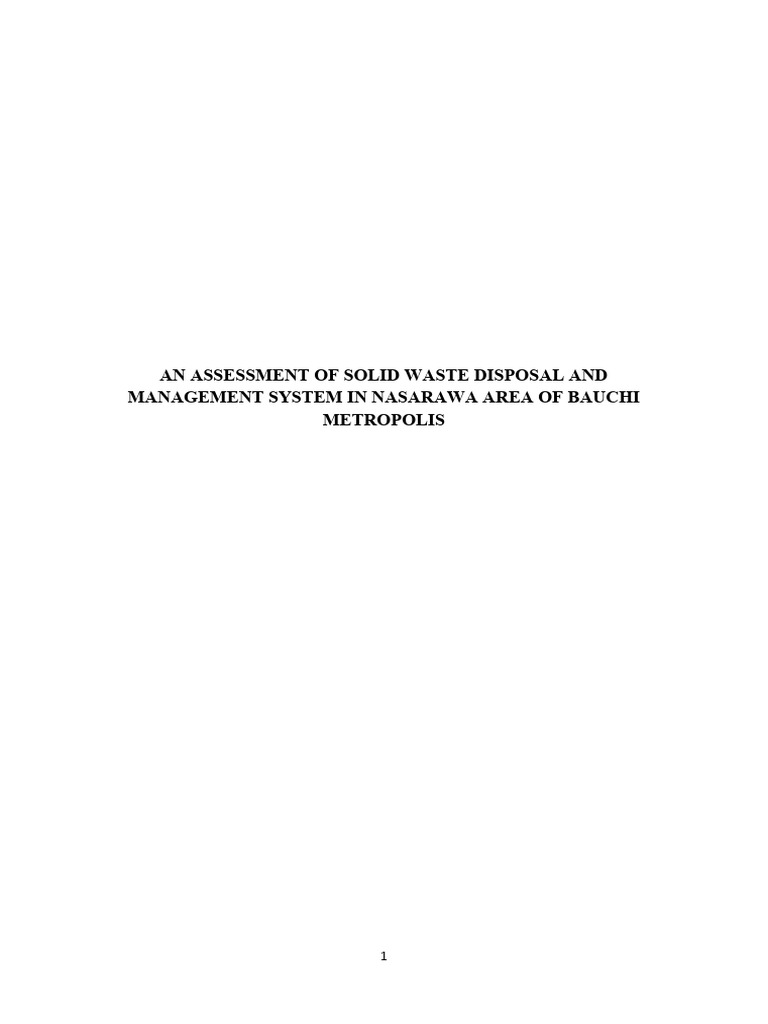 An Assessment of Solid Waste Disposal and Management System in Nasarawa ...