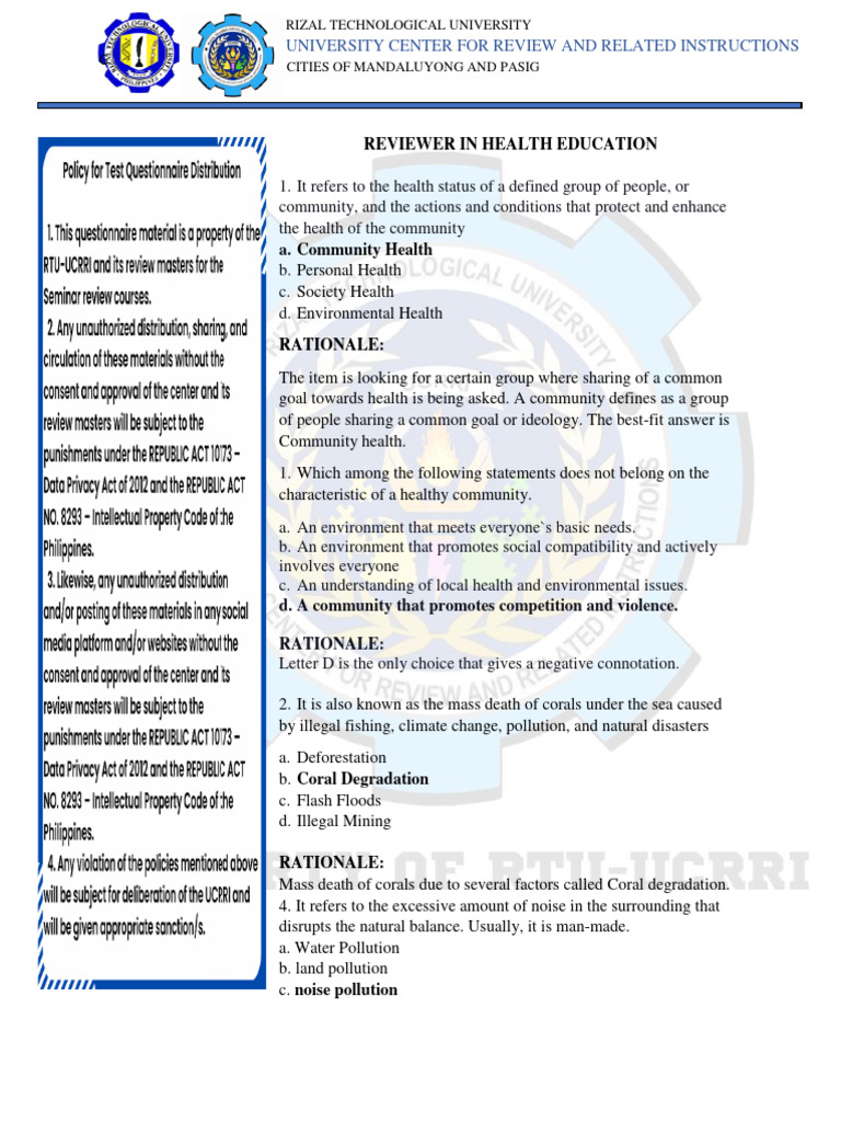 Reviewer in Health Education | PDF | Malnutrition | Bullying