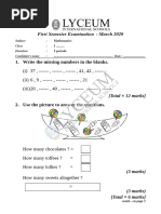 Grade 1 Term 2 Math Exam PDF | PDF