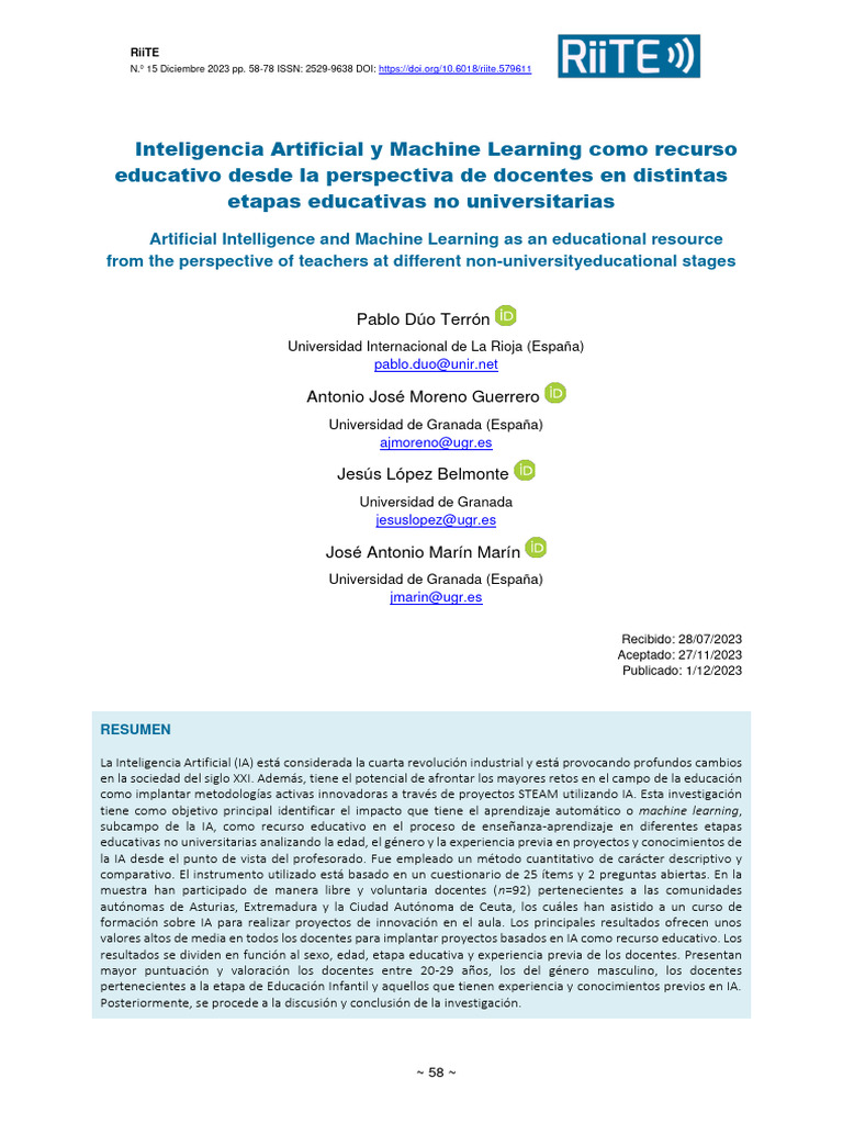 IA y Machine Learning en Educación K-12 | PDF | Inteligencia artificial ...