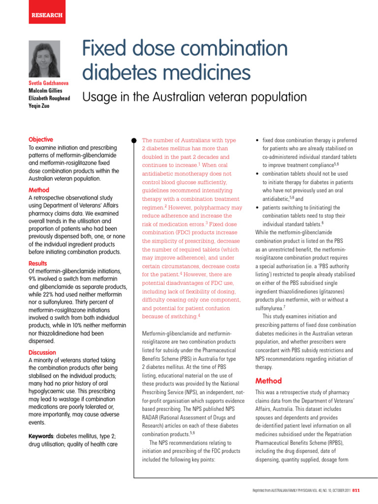 Treatment With A Combination of Metformin and Glibenclamide | PDF ...