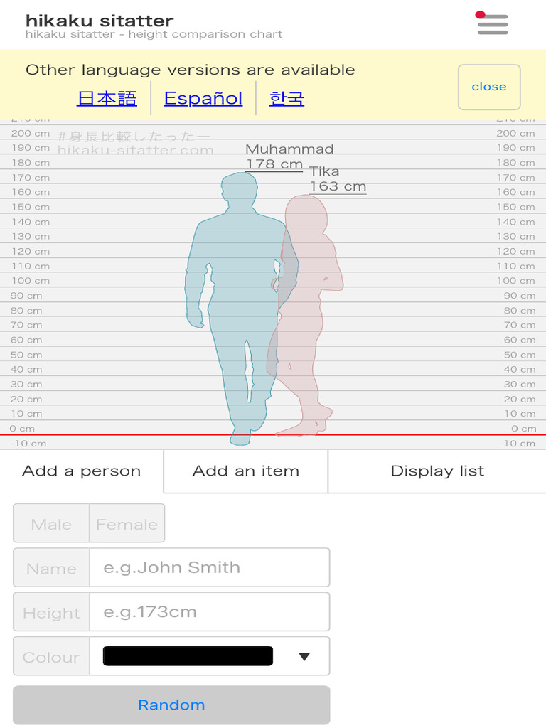 Hikaku Sitatter Height Comparison Chart PDF