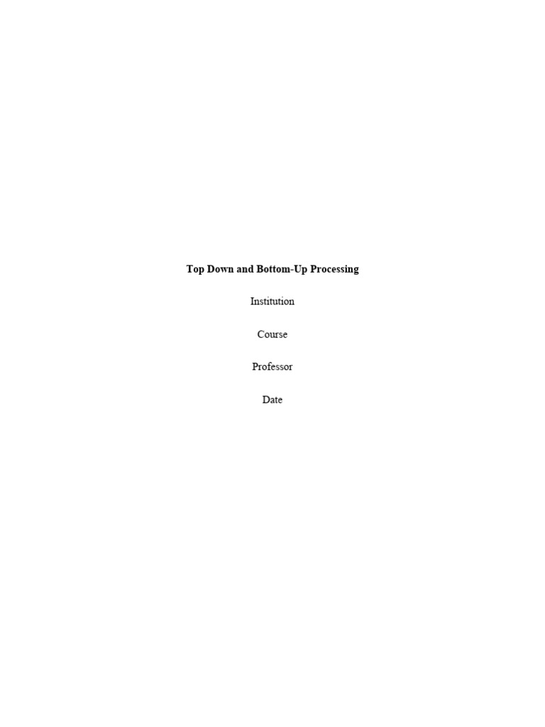 Understanding Top-Down vs. Bottom-Up Processing | PDF | Senses | Taste