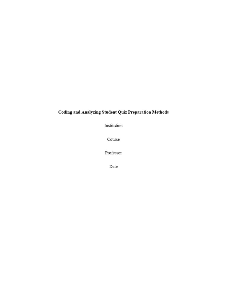 Coding and analyzing student quiz preparation methods pdf cognition
