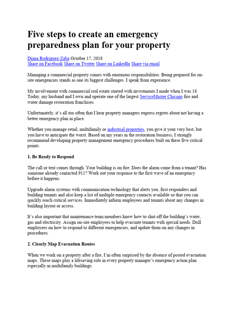 Emergency Preparedness Plan Guide | PDF | Insurance | Risk