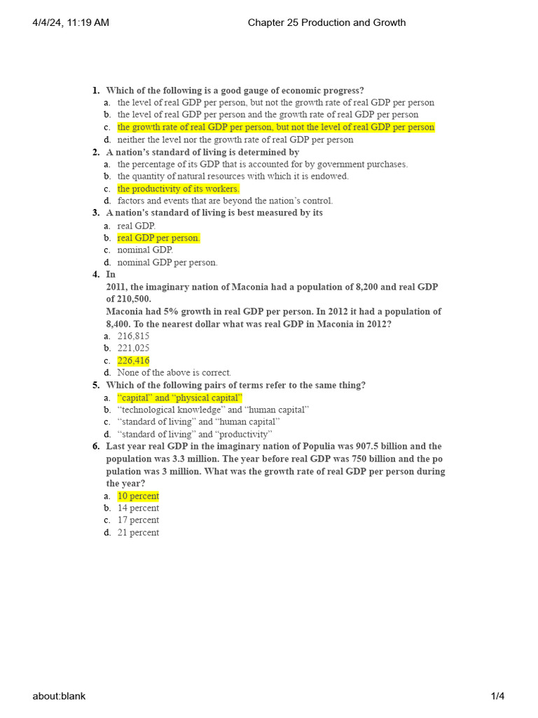 Chapter 3 Key | PDF | Economic Growth | Capital (Economics)