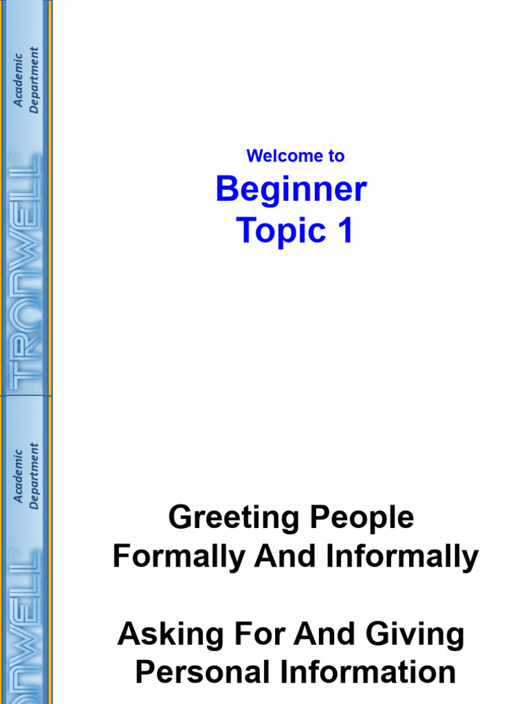 Beginner Topic 1 Personal Information | PDF | Language Arts ...