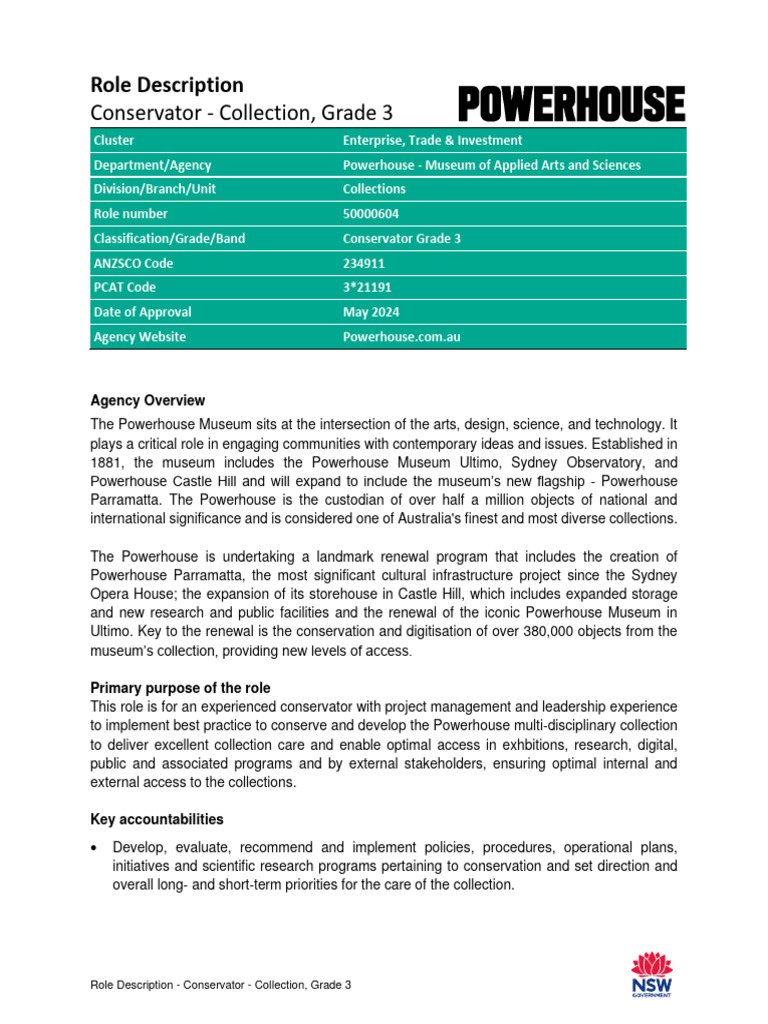 RD - Conservator Grade 3. Collections | PDF | Procurement | Motivation