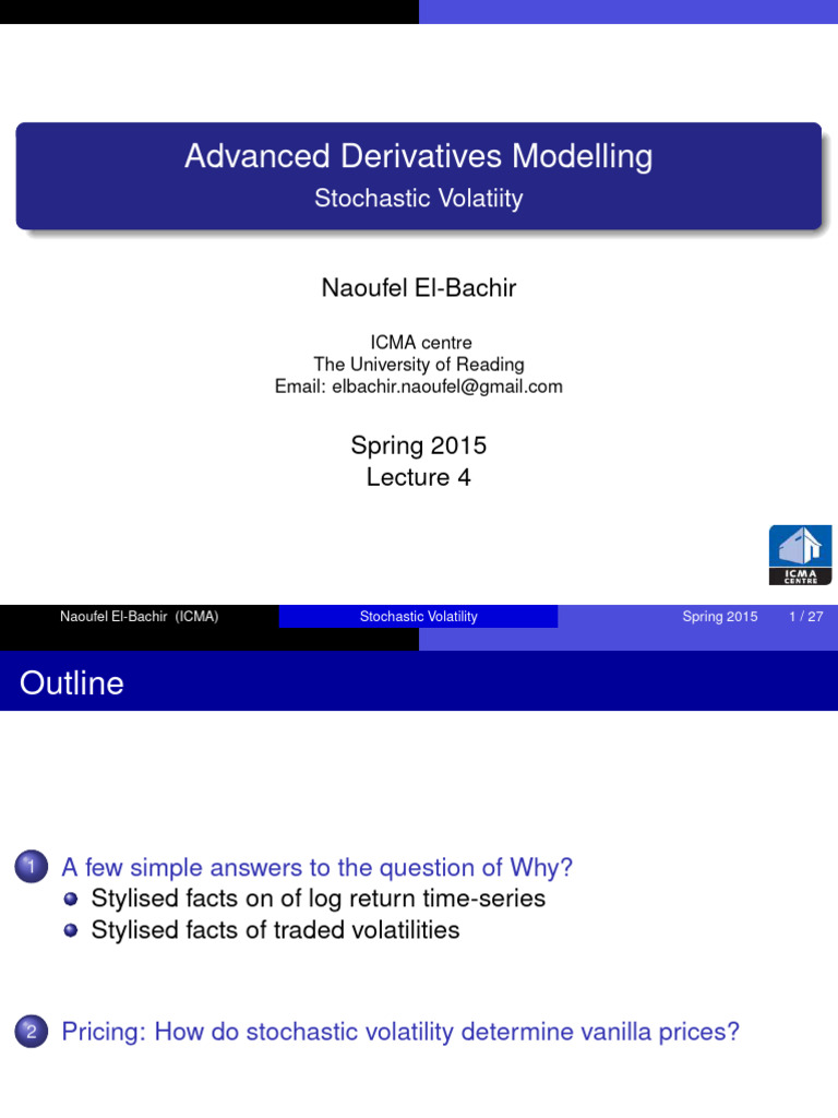 Stochastic Volatility in Derivatives Pricing | PDF | Volatility ...