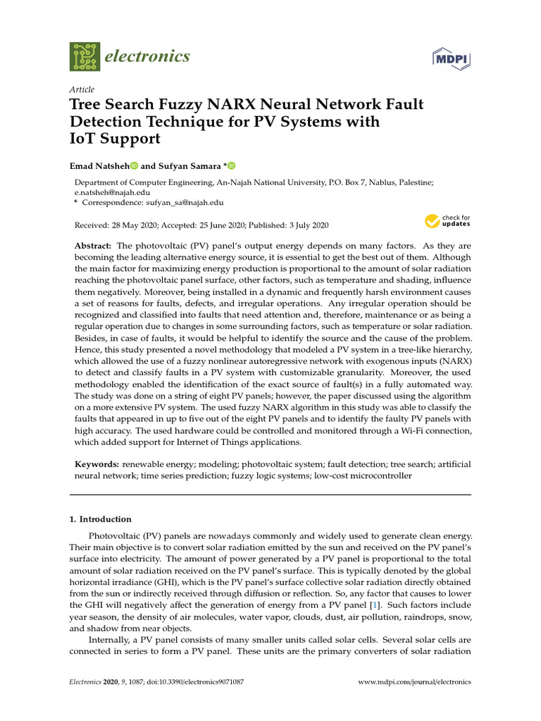 Tree Search Fuzzy NARX Neural | PDF | Photovoltaics | Photovoltaic System
