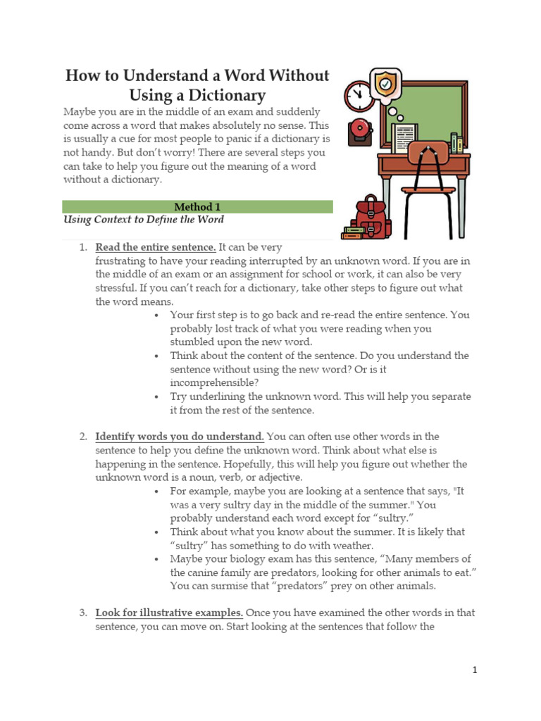 Understanding The Meaning of Words Without A Dictionary | PDF | Word ...