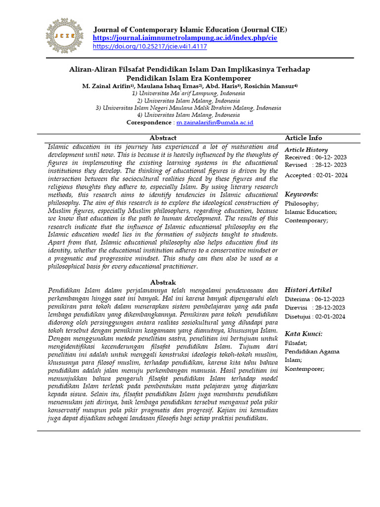 Aliran Filsafat Pendidikan Islam