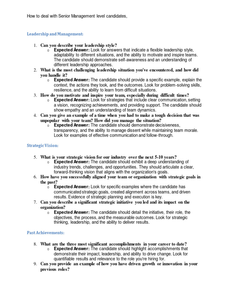 How to deal with Senior Management level candidates PDF Leadership