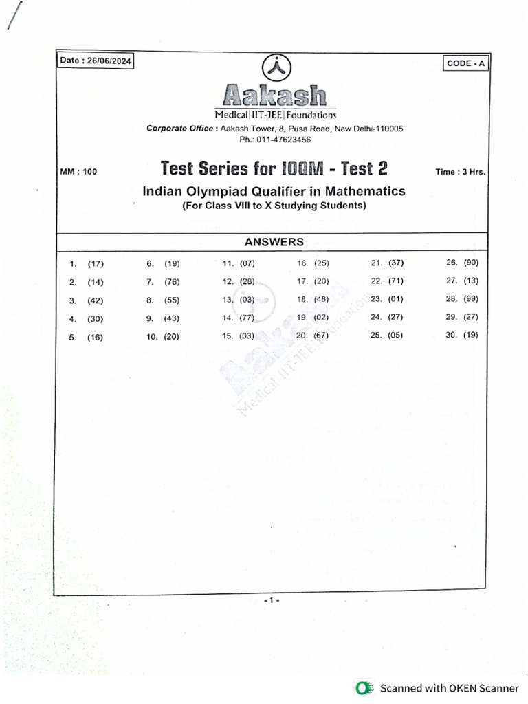 Ioqm Test - 2 Solution | PDF