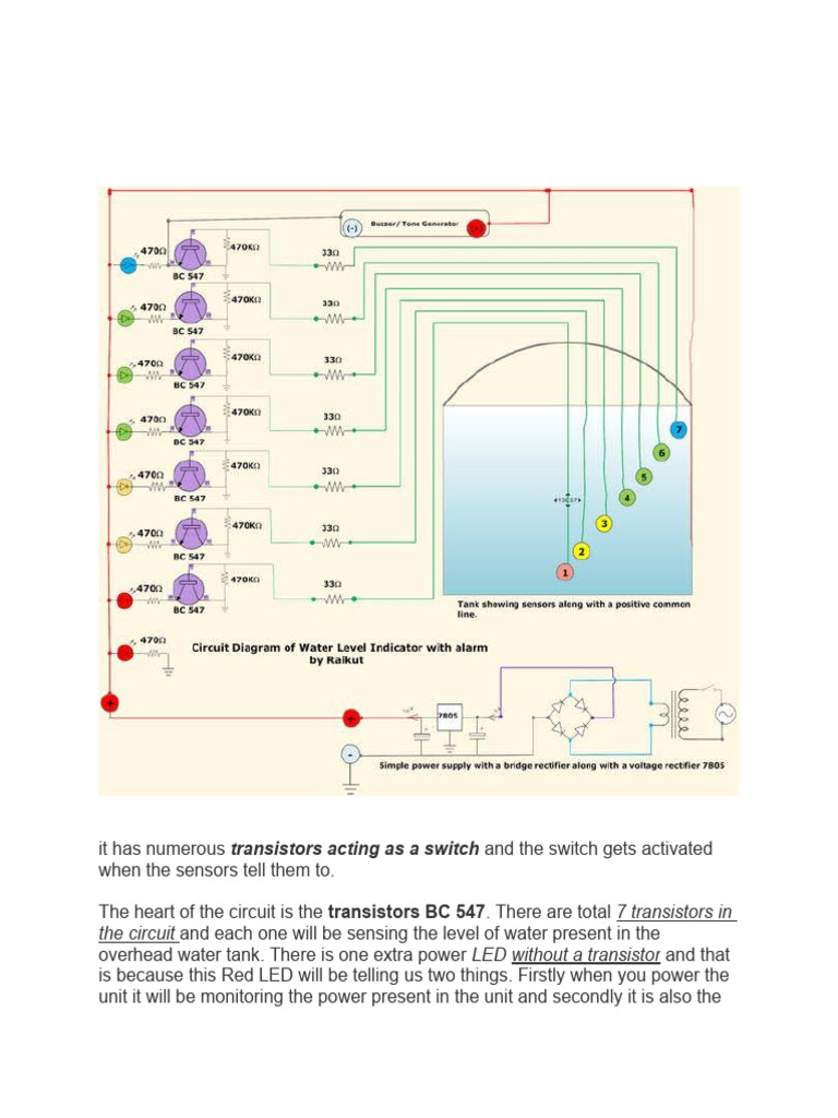 Water Level Indicator Circuit Design | PDF | Rectifier | Power Supply