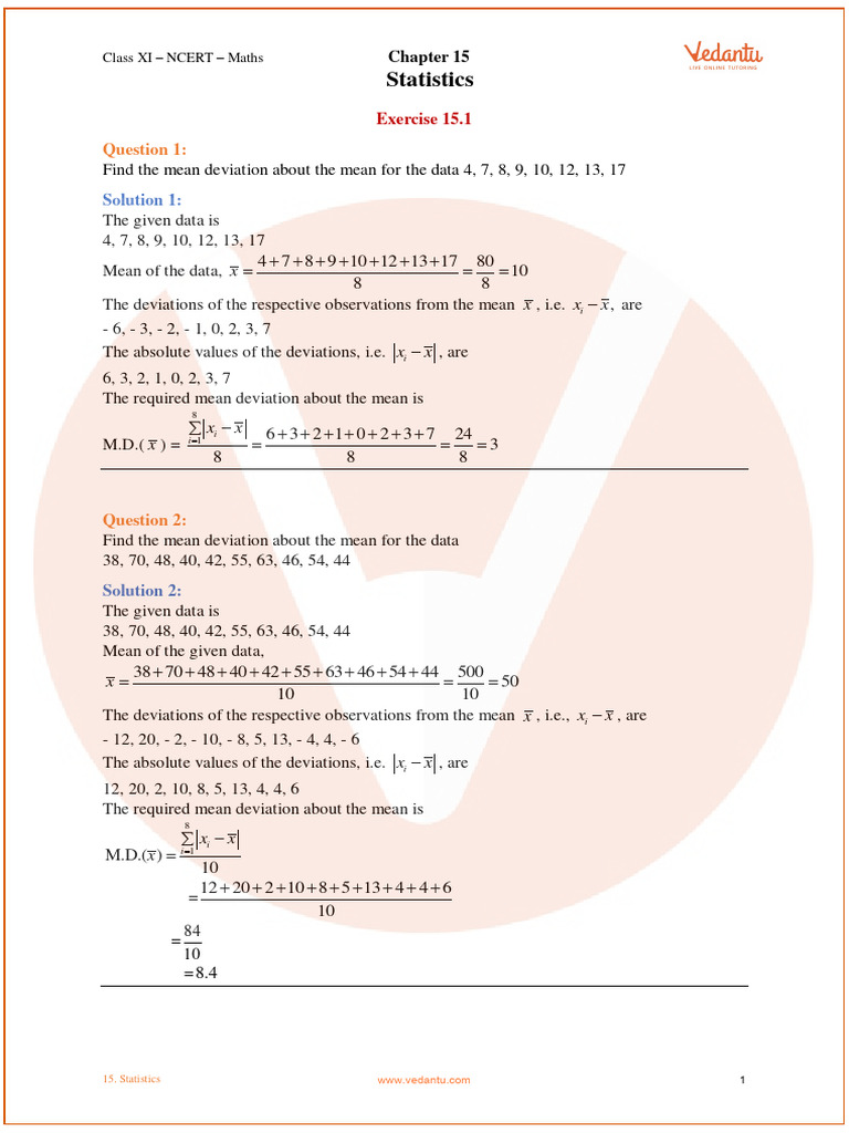 11th Maths Lesson 15 Pdf Median Mean