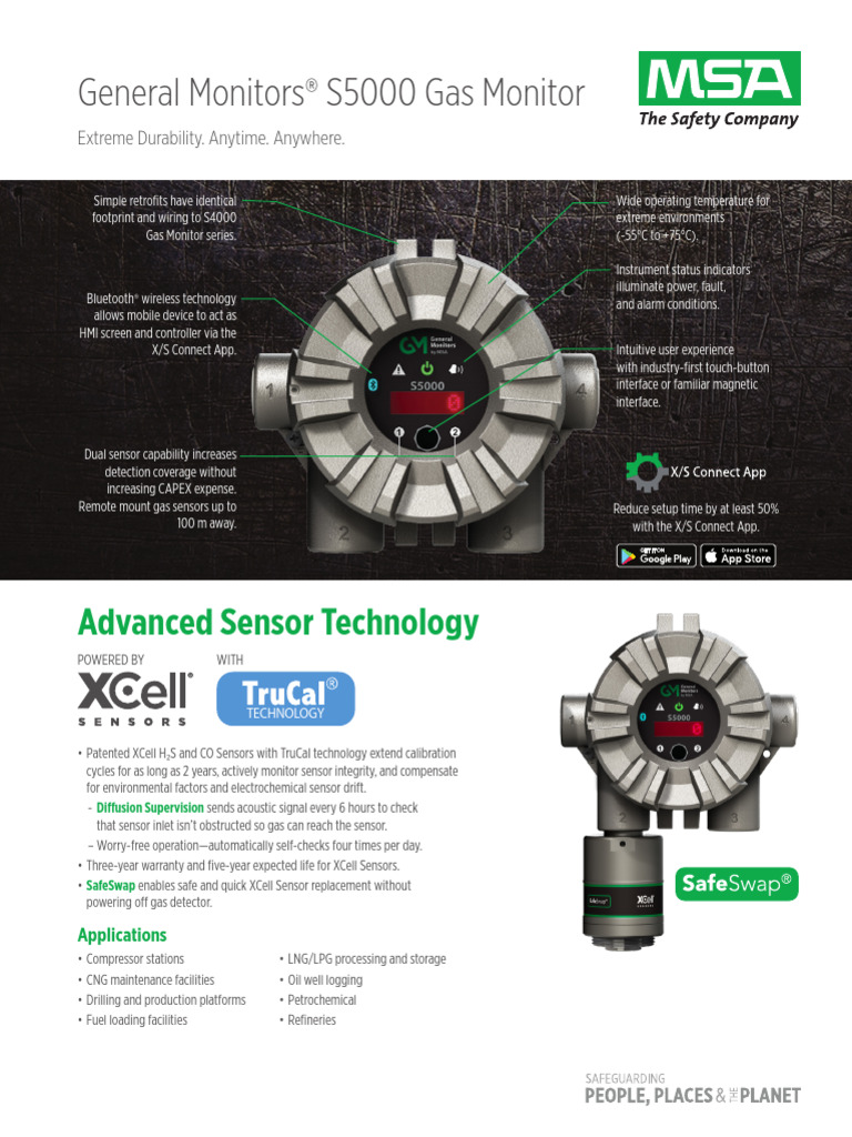 S5000 Gas Monitor Specifications Overview | PDF | Oxide | Sensor