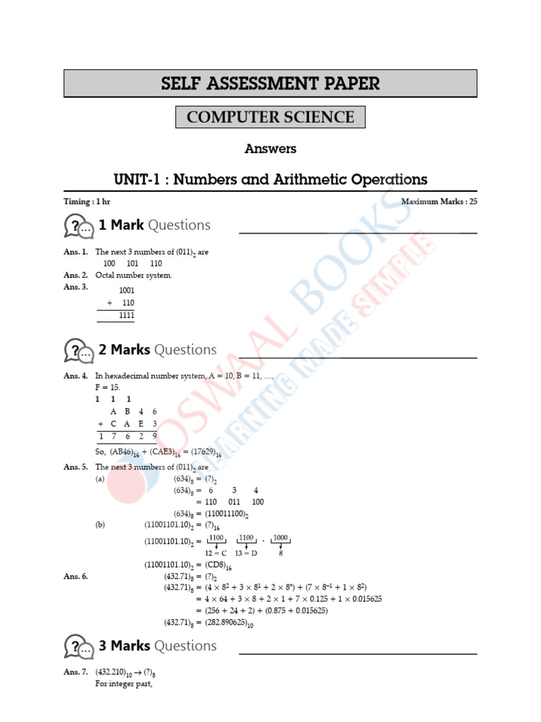 Oswaal isc class 11th computer science self assessment paper pdf