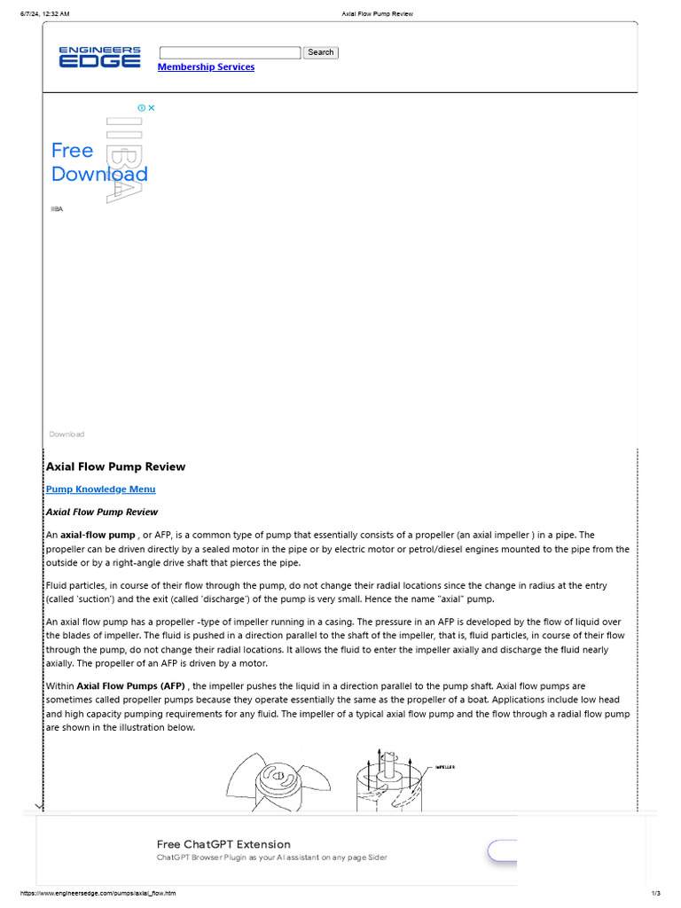 Axial Flow Pump Review | PDF | Pump | Continuum Mechanics