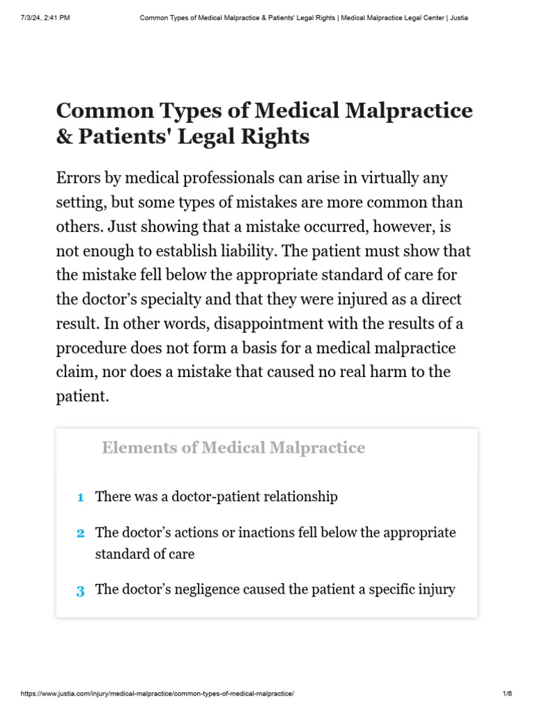 Medical Malpractice Types & Rights | PDF | Medical Error | Surgery