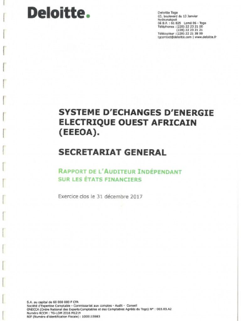 Deloitte Rapport Audit Etats Financiers | PDF