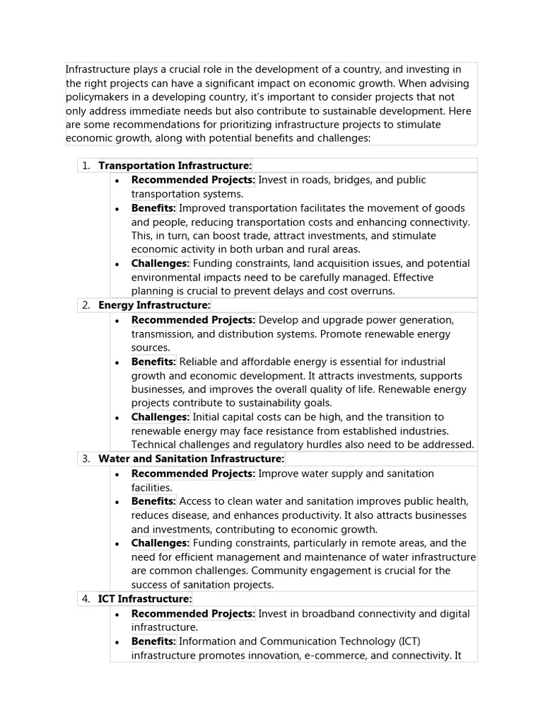Infrastructure Investment for Economic Growth | PDF | Infrastructure ...