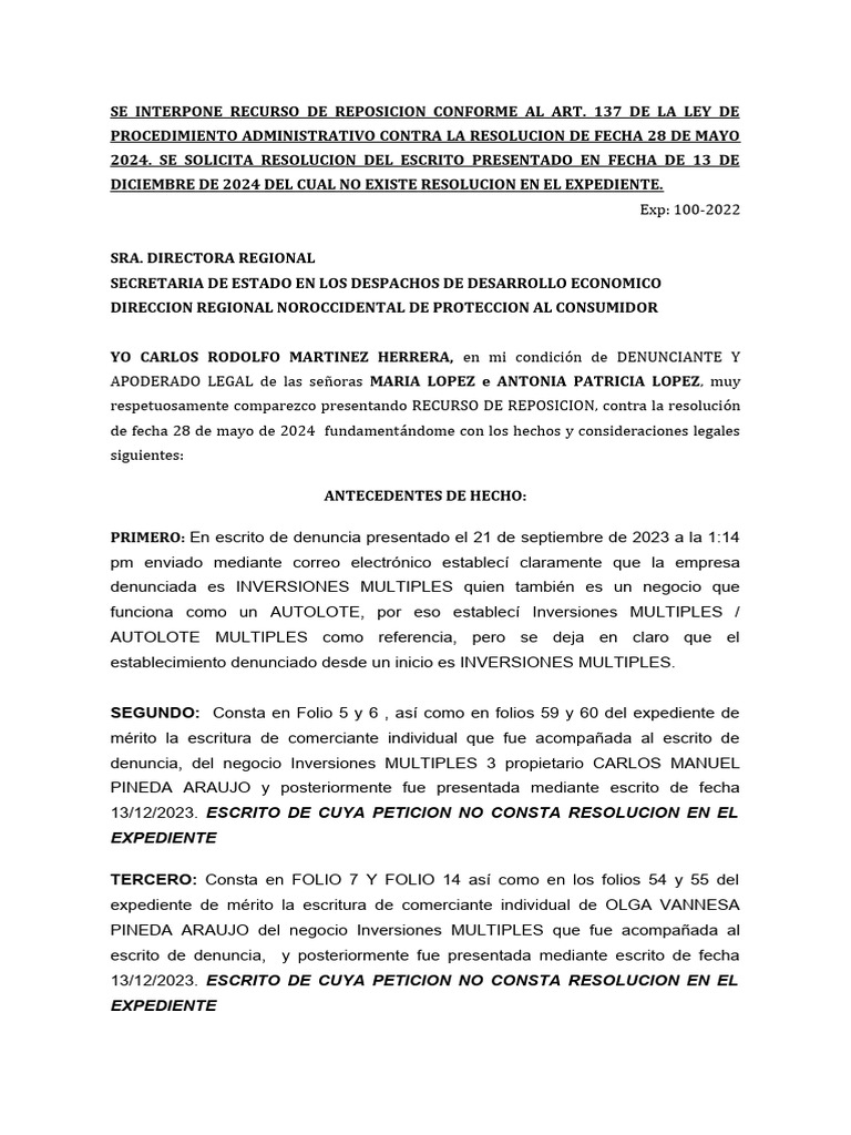 Recurso de Reposición en Honduras | PDF | Justicia | Crimen y violencia