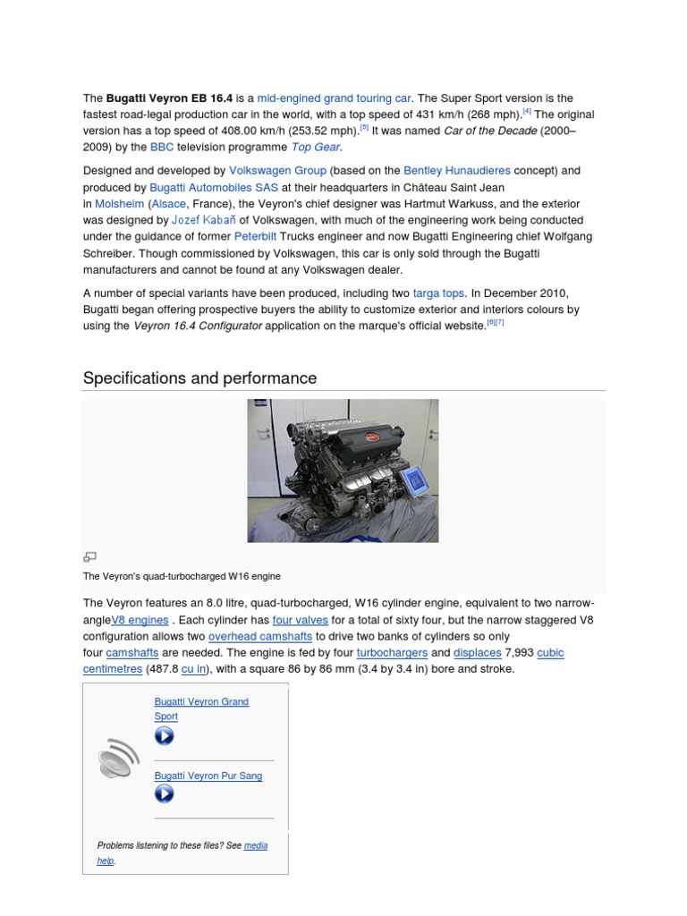 Bugatti Veyron Pdf Automobiles Vehicles