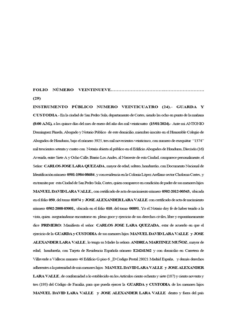 Inst 24 Guarda y Custodia 2024 | PDF | Honduras