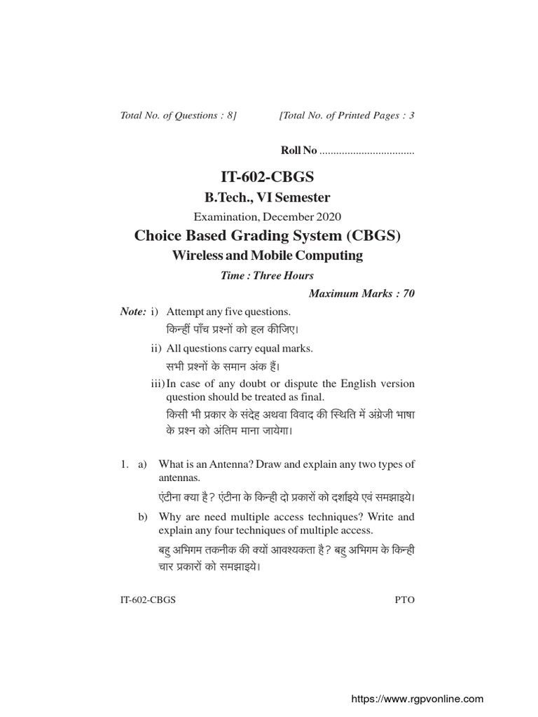 It 602 Wireless and Mobile Computing Dec 2020 | PDF | Networking ...