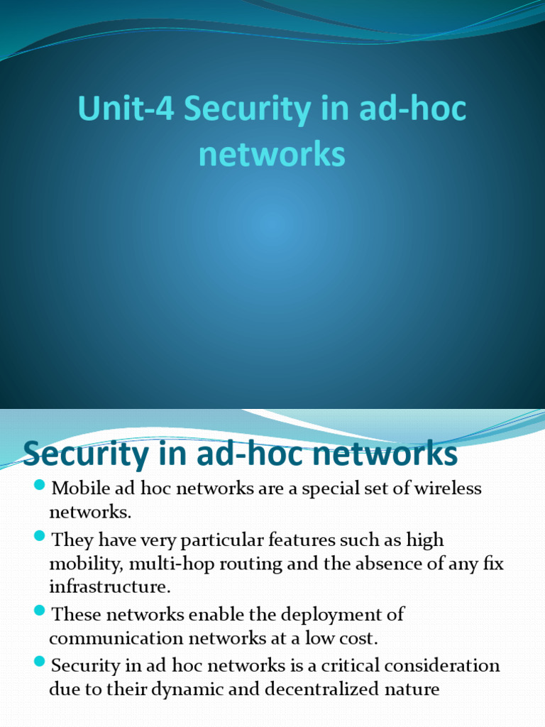Unit-4 Security in Ad-Hoc Networks | PDF | Wireless Ad Hoc Network ...