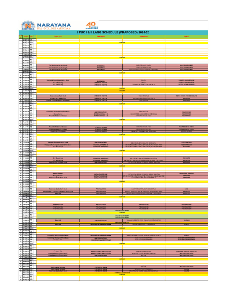 Proposed Kannada Language Schedule 2024-25 | PDF | Language Mechanics ...