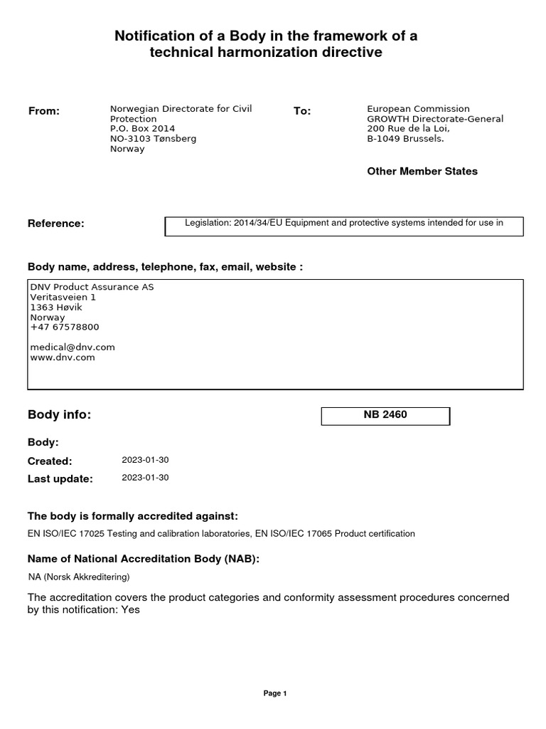 2014 34 EU Notification | PDF
