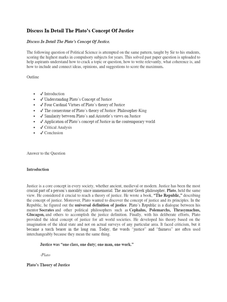 Discuss in detail the plato s concept of justice pdf justice