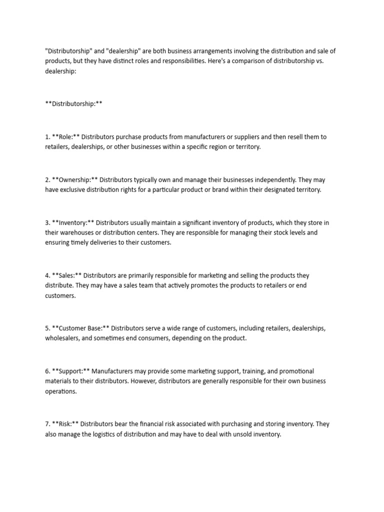 Distributor_vs_dealer PDF Inventory Car Dealership
