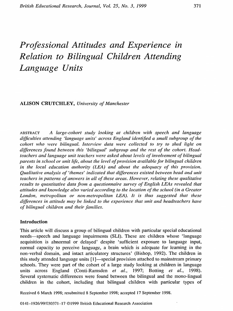 Bilingual Children in Language Units: Insights | PDF | Multilingualism ...