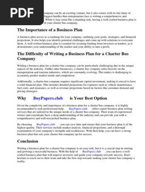 Sample Business Plan for Charter Bus Company