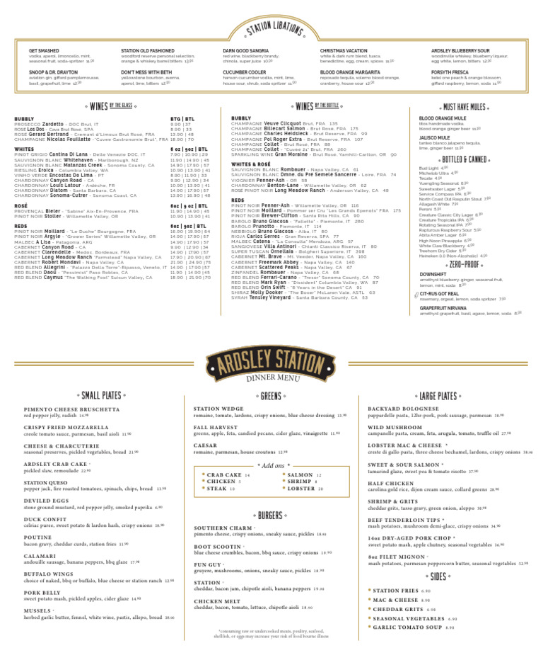 Ardsley-Menu Dinner Winter 12.22 | PDF | Western Cuisine | Food Ingredients