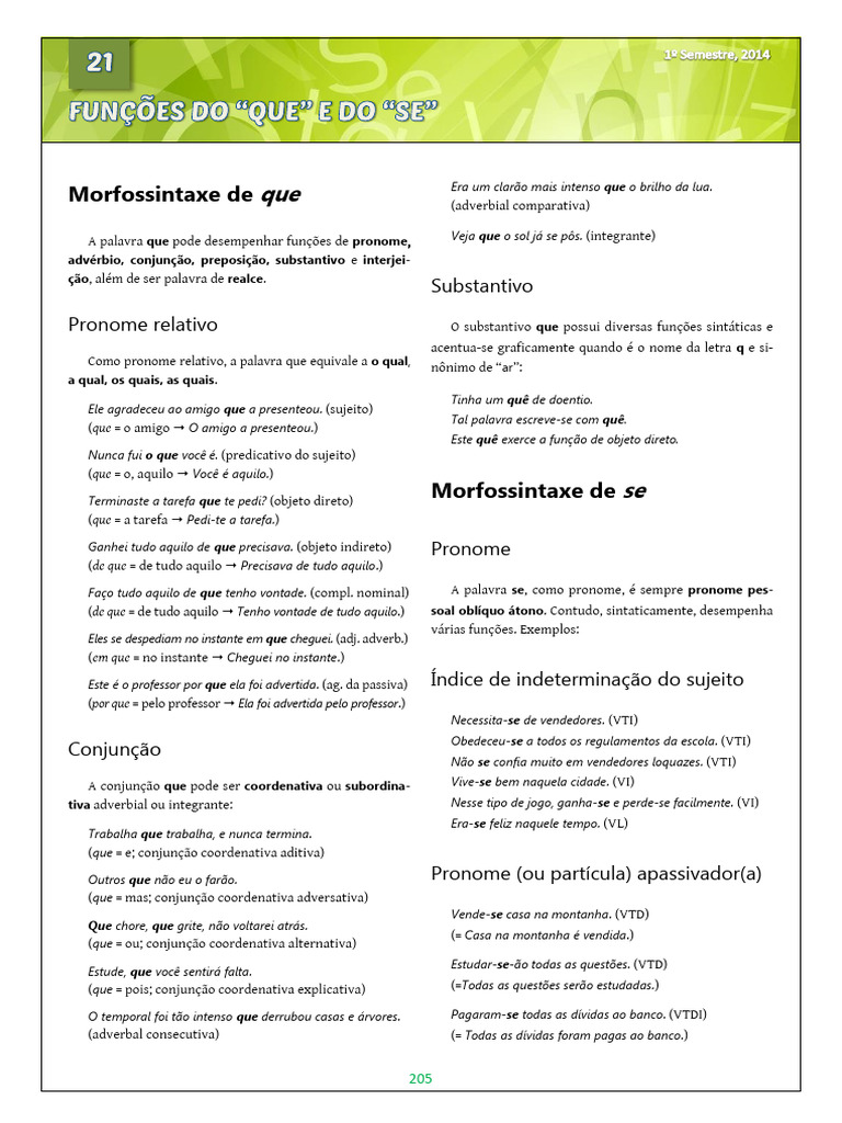 21 fun es do que e do se pdf assunto gram tica pronome