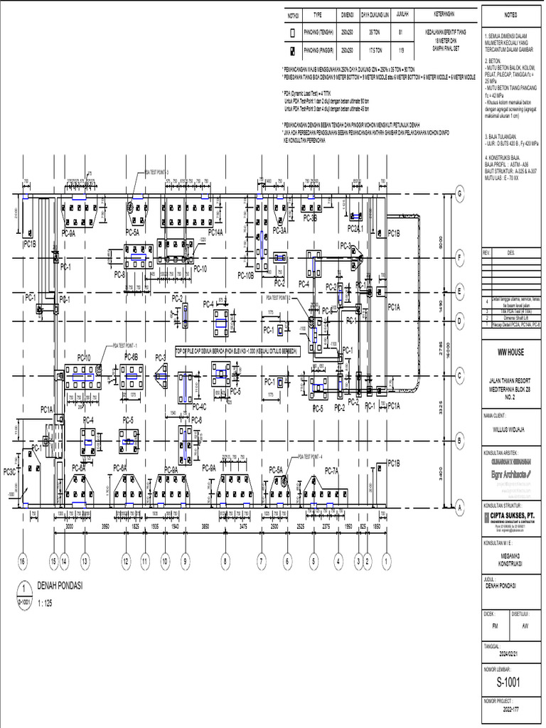 Denah Pondasi Pile Cap dan Detail | PDF