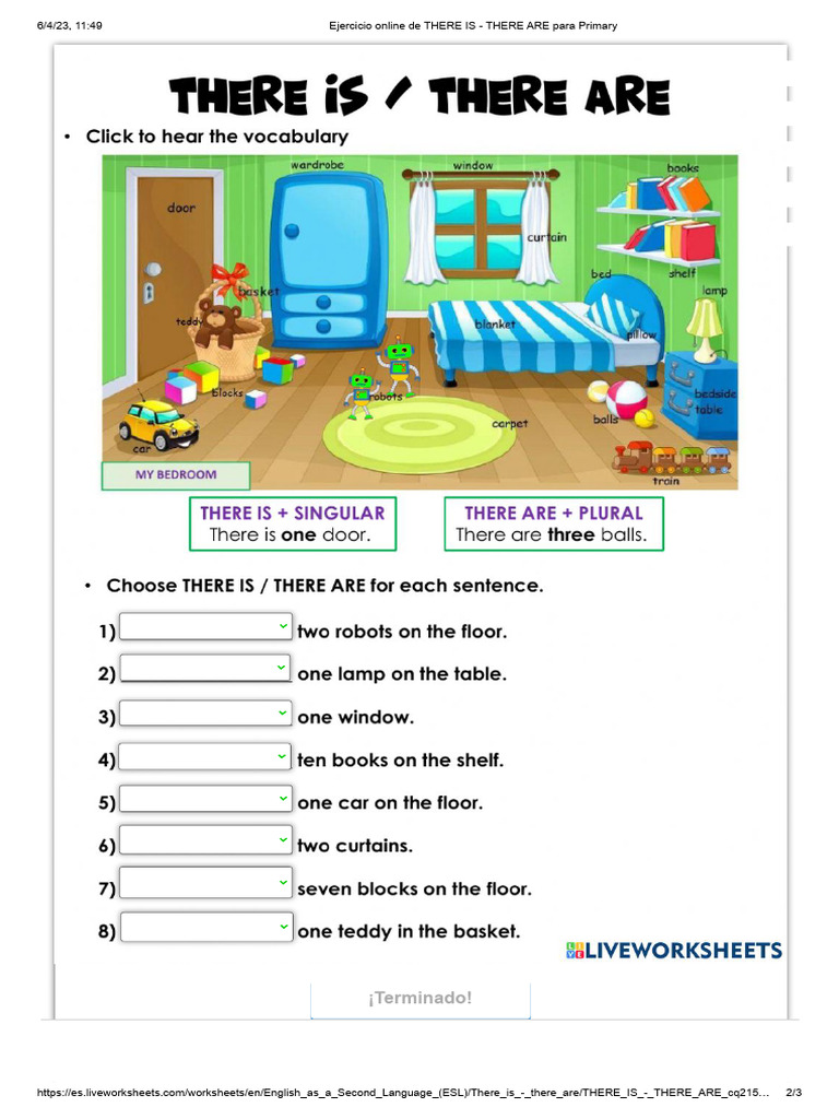 Ejercicio online de there is there are para primary pdf language