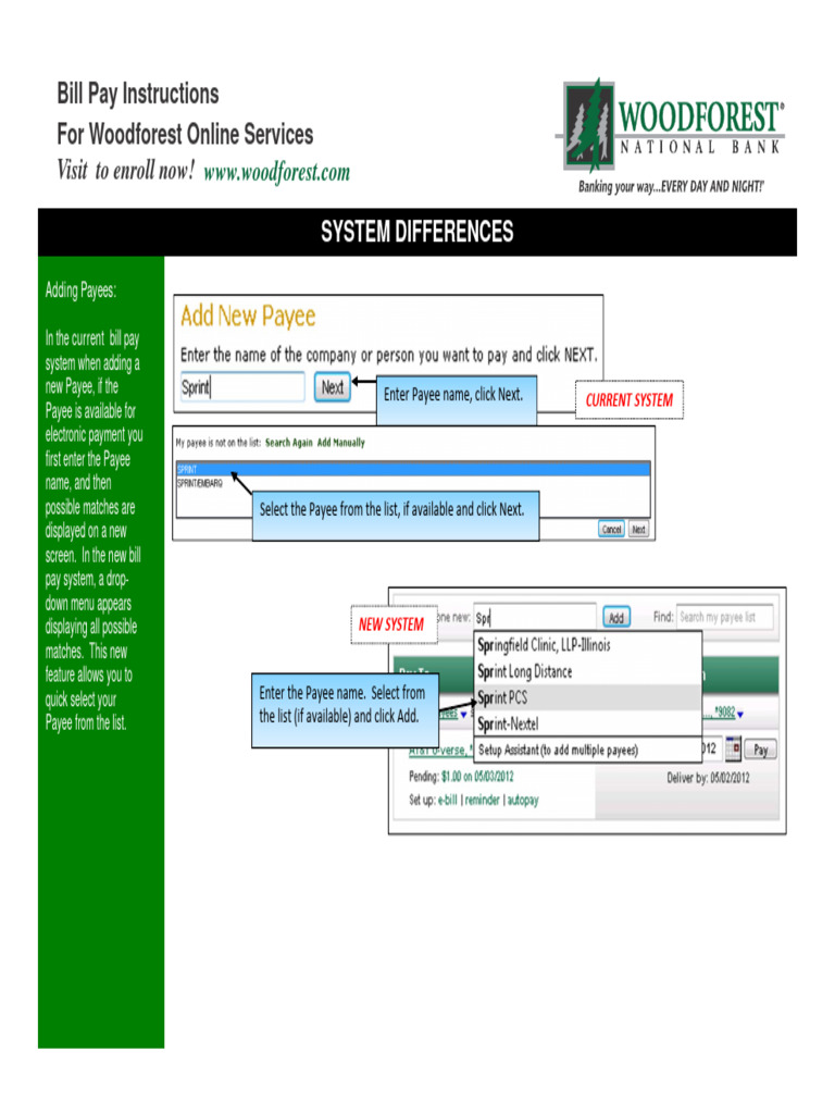 Bill Pay Current Vs New Features Pdf Payments Cheque