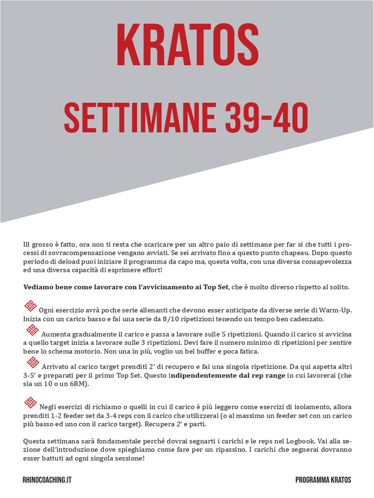 KRATOS - Settimane 39-40 | PDF