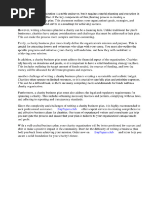 Charity Business Plan Download