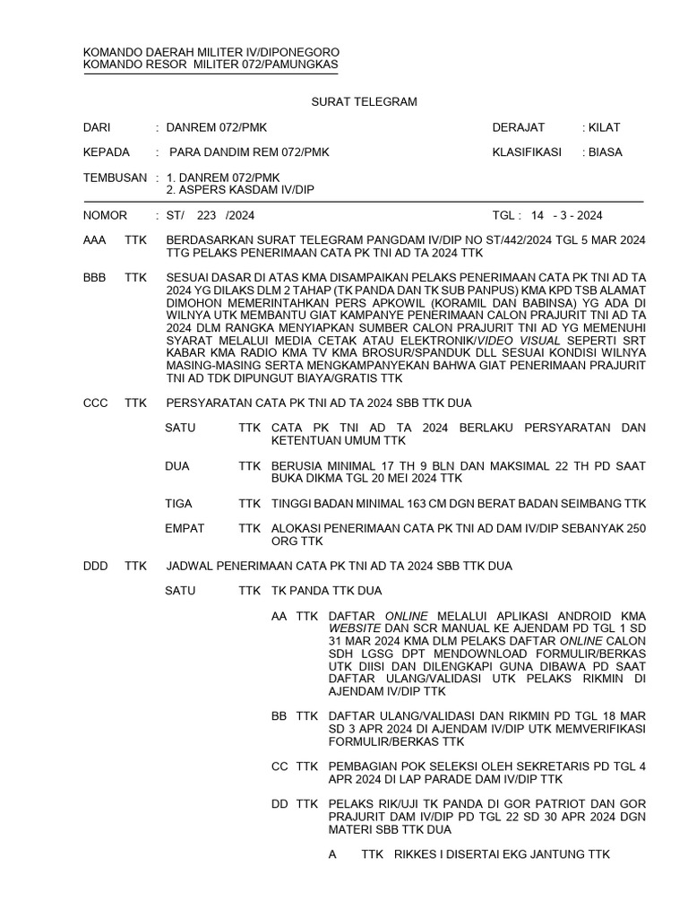 ST Perimaan Cata PK 2024 | PDF | Bisnis | Pengelolaan Keuangan & Uang