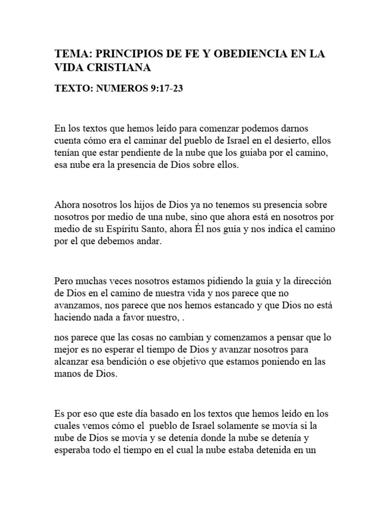 Fe y Obediencia en la Vida Cristiana | PDF | Dios | Libro de números