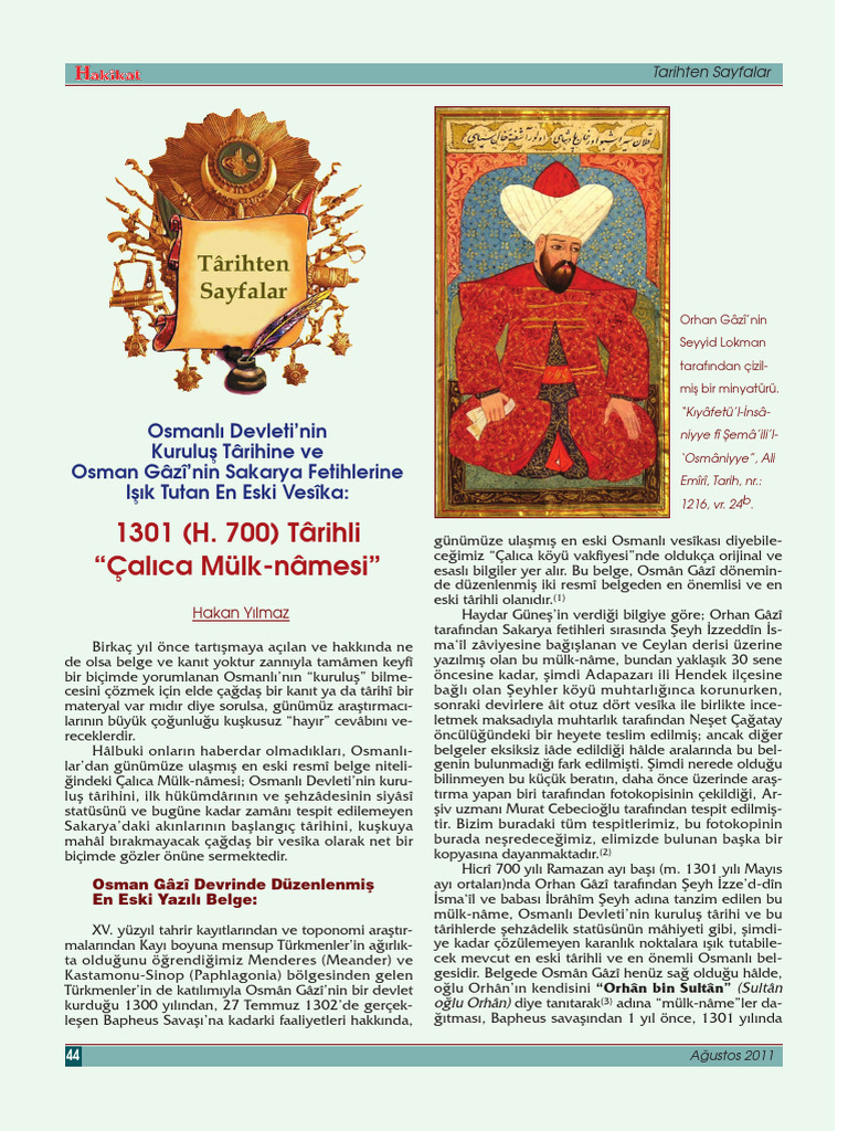Osmanli Devleti Nin Kurulus Tarihine Ve | PDF