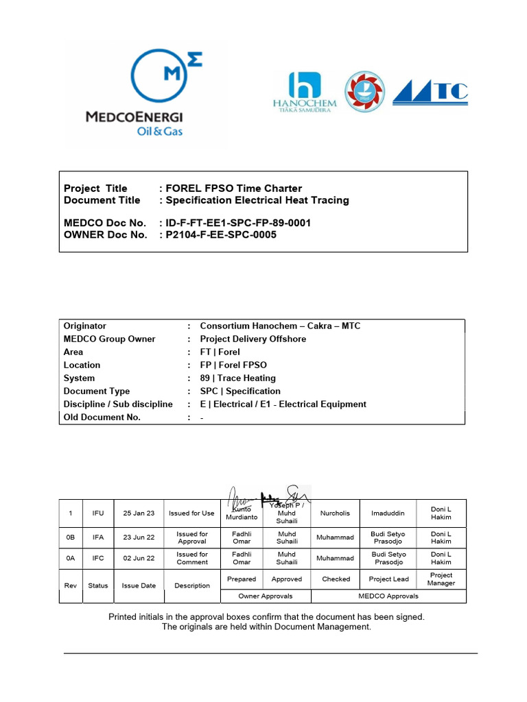 ID F FT EE1 SPC FP 89 0001 - Rev1 Specification Electrical Heat Tracing ...
