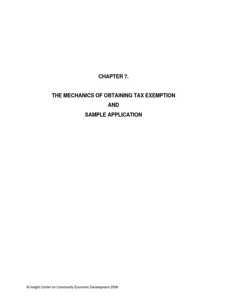 Ch7 - Sample Tax Exemption | PDF | Charitable Organization | 501(C ...